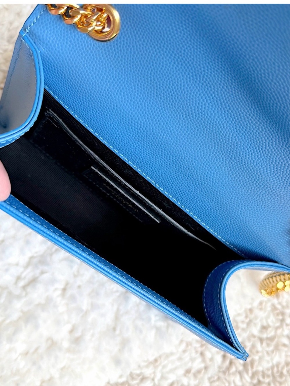 Saint Laurent YSL small Kate blue gold chain flap bag crossbody shoulder bag - Picture 9 of 14